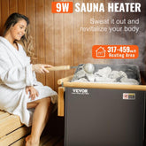 Sauna Heater, 9KW 220V Electric Sauna Stove, Steam Bath Sauna Heater with External Digital Controller, 3h Timer and Adjustable Temp for Max. 317-459 Cubic Feet, Home Hotel Spa Shower Use, FCC Certification